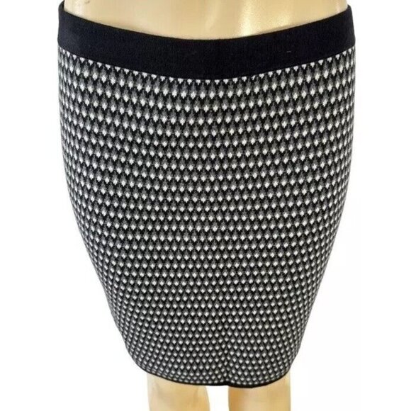 Willi Smith Stretch‎ Knit Straight Black Gray Diamond Print Skirt - Picture 7 of 9